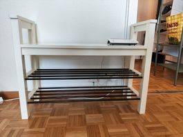 Banc avec rangement chaussures, blanc