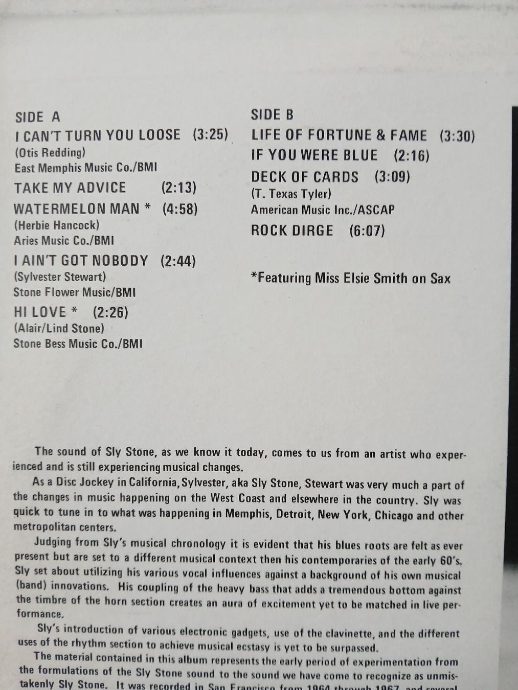 Dischi in vinile: Sly Stone San Francisco recordings – Usato da Lausanne venduto da Soulbrother 2
