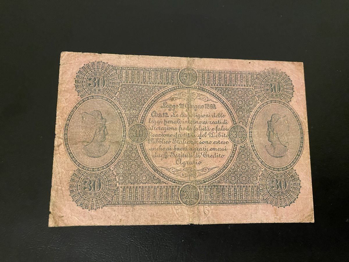 Banconote: 30 lire 1880 selten – Usato da Dällikon venduto da Woldbanknoten 2