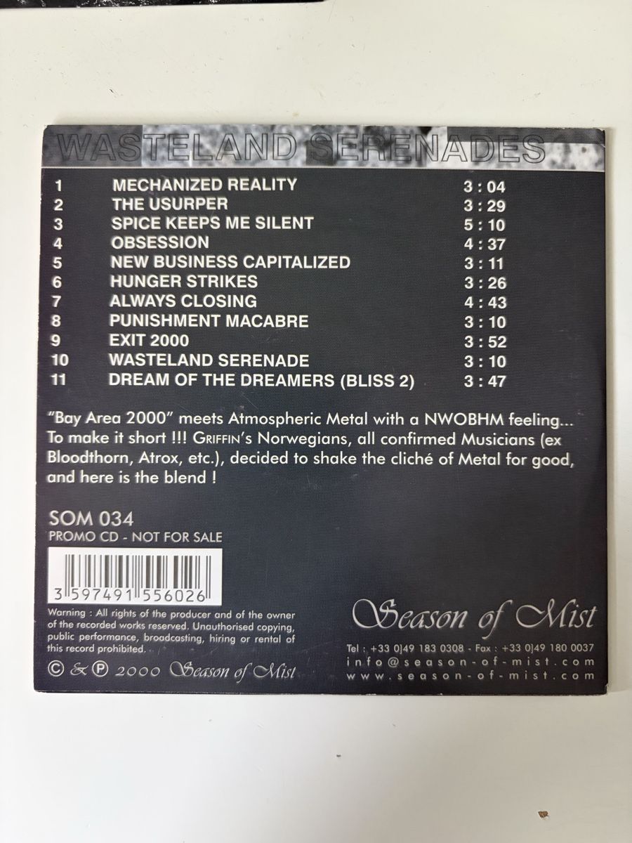 CD: Griffin - Wasteland Serenades – Usato da Zürich venduto da Tyler1983 1