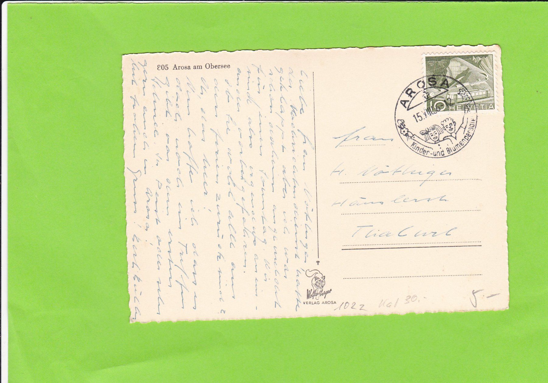 Cartoline postali: Arosa am Obersee – Usato da St. Peterzell venduto da neckertal 1