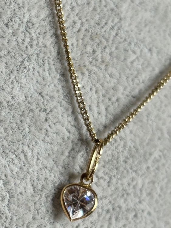 HARJJME Damen Halskette Gold/Silber 925 - Kleeblatt Herz Perlen Choker Mit Zirkonia