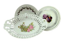 3 plats porcelaine ajourée Shabby Chic durchbrochene Platten