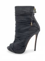 Dsquared2 Shoes Glitter Lace-Up Open Toe Pump EU 39 Schwarz