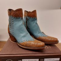 NEU: STALLION Cowboy-Bottinen Gr. 36 Leder Blau Braun