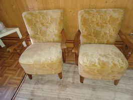Sofa + 2 Sessel im Vintage‑Stil, STEGA‑Polsterung