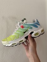 Baskets Nike Air Max Plus dégradé vert bleu état usé