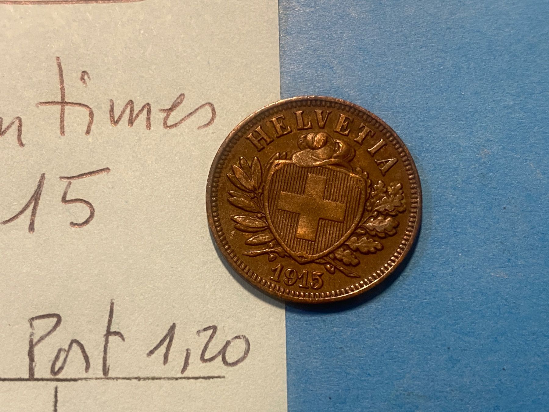 Tutti le monete: SUISSE : 2 CENTIMES 1915 – Usato da genève venduto da GEnumist 1