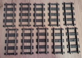 Lego 10 Stück Gerade 9V Schienen Gleise Top