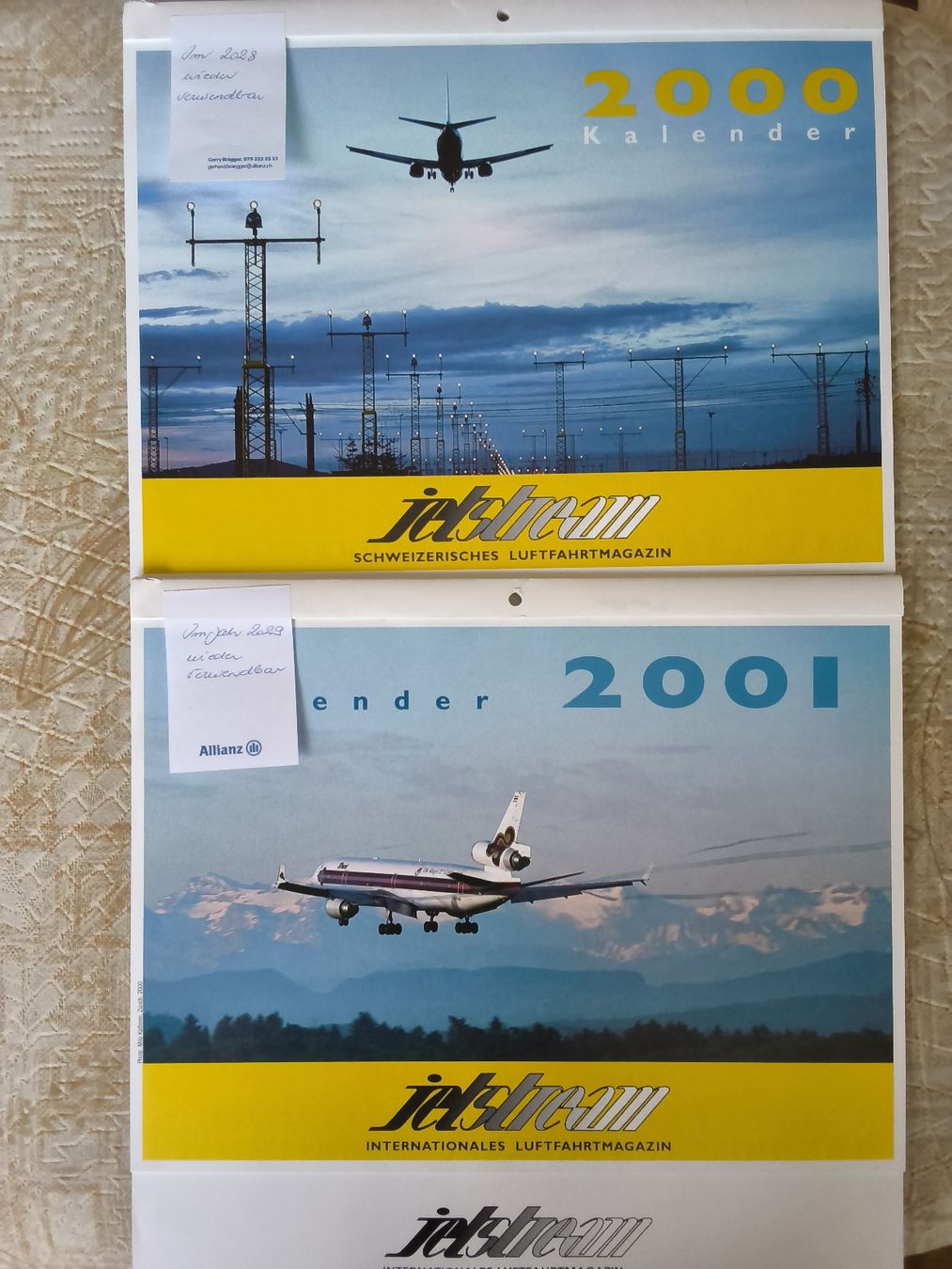 Calendari: 2er Set Bilderkalender 2000/2001 Jetstream – Usato da Hallau venduto da histoiremerveilleuse