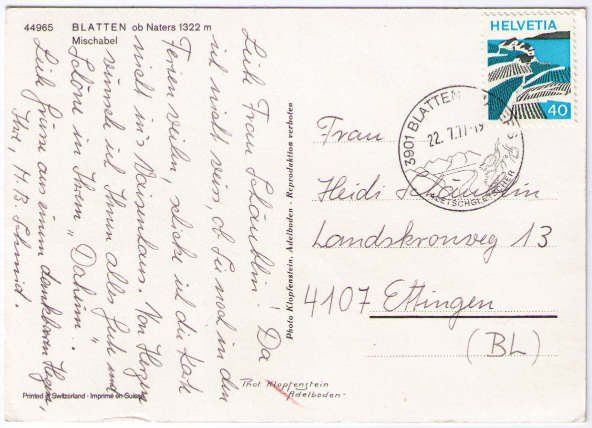 Cartes postales: Blatten ob Naters mit Mischabel – D'occasion à Binningen par Mountainrider 1