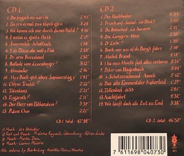 CD: Hostettler - Diem - Mentha - Anderi Lieder – Usato da Grüningen venduto da azulverde 1