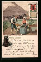 Litho Glarus, Ortsansicht hinter Tuchh