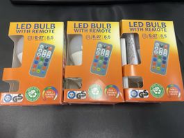LED Lampe E27 8.5W RGB Fernbedienung 3 Stück neu