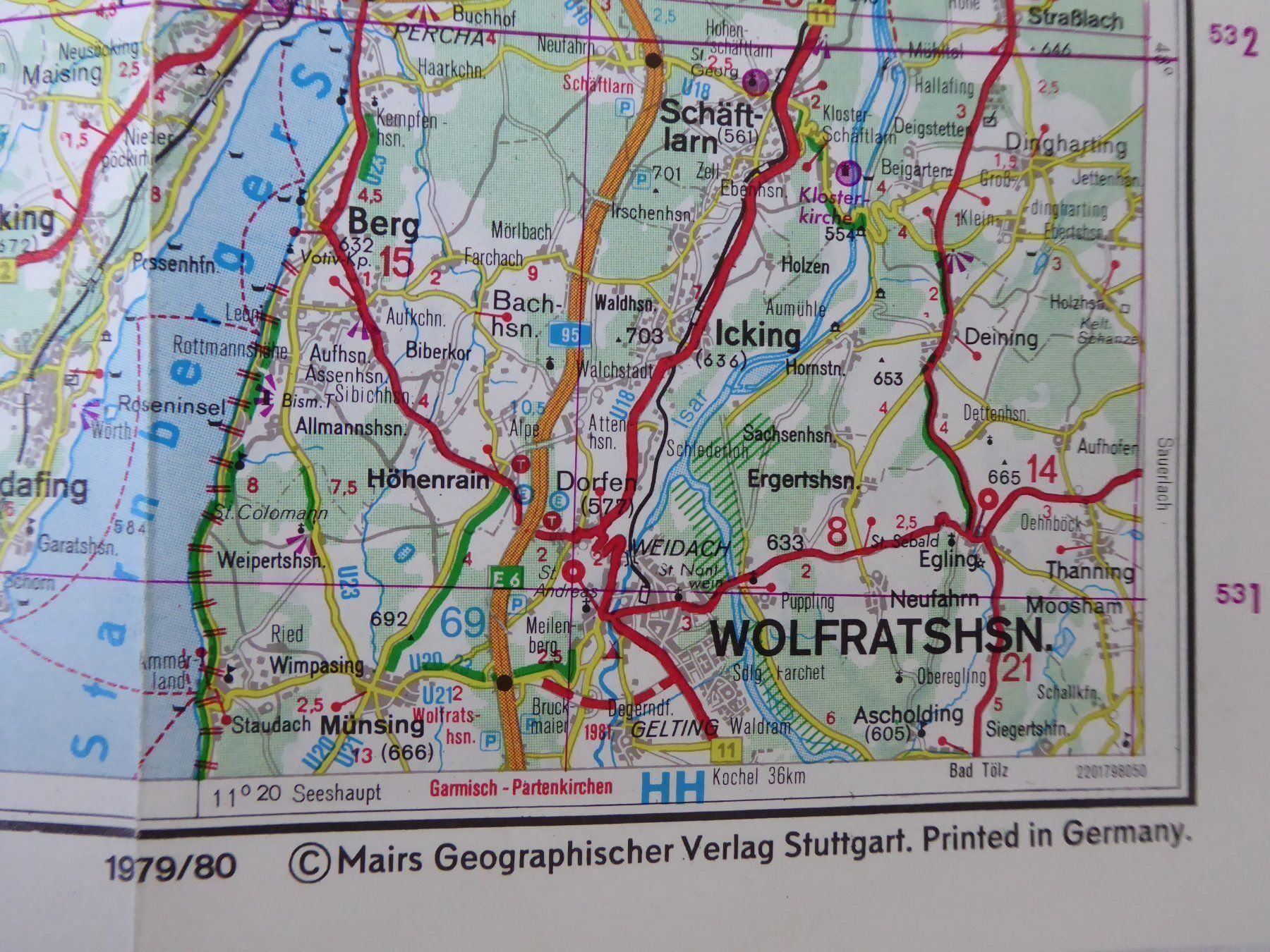 Cartine & Atlanti: Deutsche Strassenkarte, Shell, Gebiet Blatt 22 – Usato da Turbenthal venduto da Panau 1