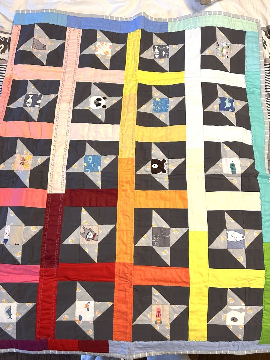 Decken: Handgefertigte Patchwork-Decke bunt mit Tiermotiven – Neu (gemäss Beschreibung) aus Rheineck von snc_g95p 1