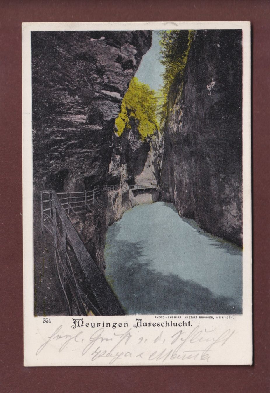 Cartoline postali: Meiringen - AARESCHLUCHT - 1903 – Usato da Pully venduto da nicecards