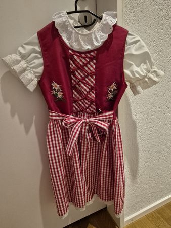 Kinder Dirndl rot weiss kariert Grösse 122-128 mit Bluse