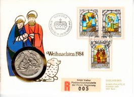 Münzbrief Liechtenstein Weihnachten 1984