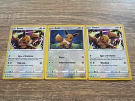 3 Pokemon Karten Evoli gebraucht guter Zustand