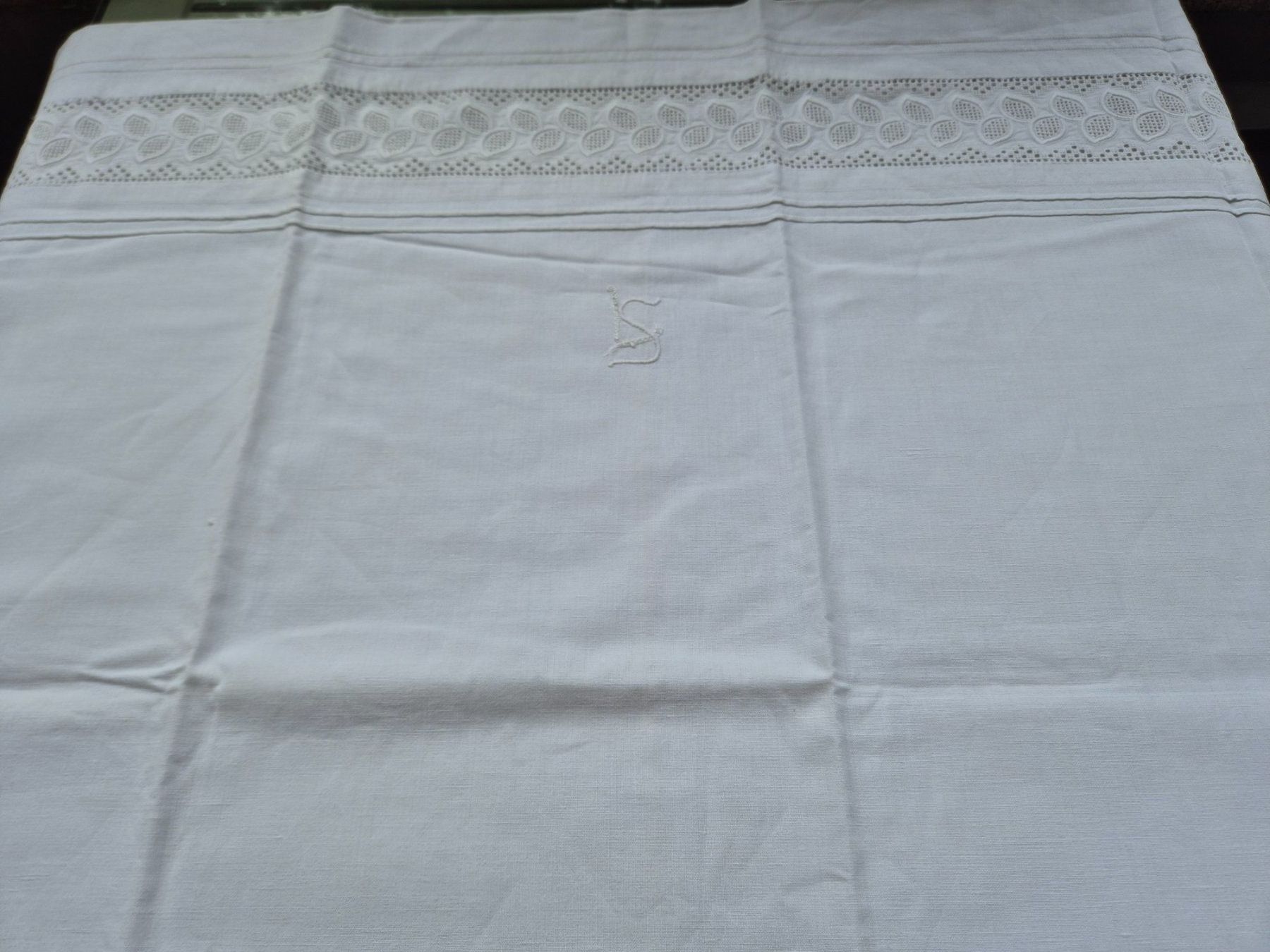 Biancheria da letto: Leinen Kissenbezug mit Monogramm LS Spitze alt – Usato da Bern venduto da aronari 3