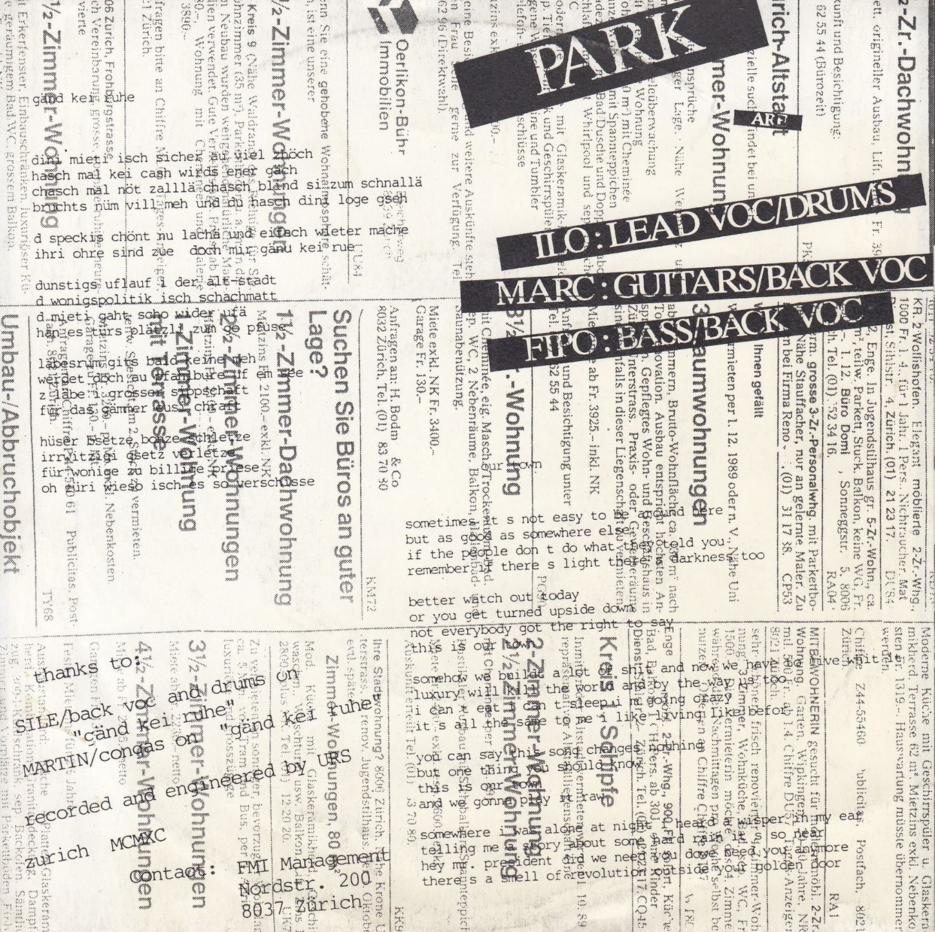 Dischi in vinile: Park Vinyl Single von 1989 – Usato da Volketswil venduto da Abcrecords 1