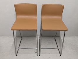 2 IKEA Bernhard Barhocker mit Lehne, leder/goldbraun