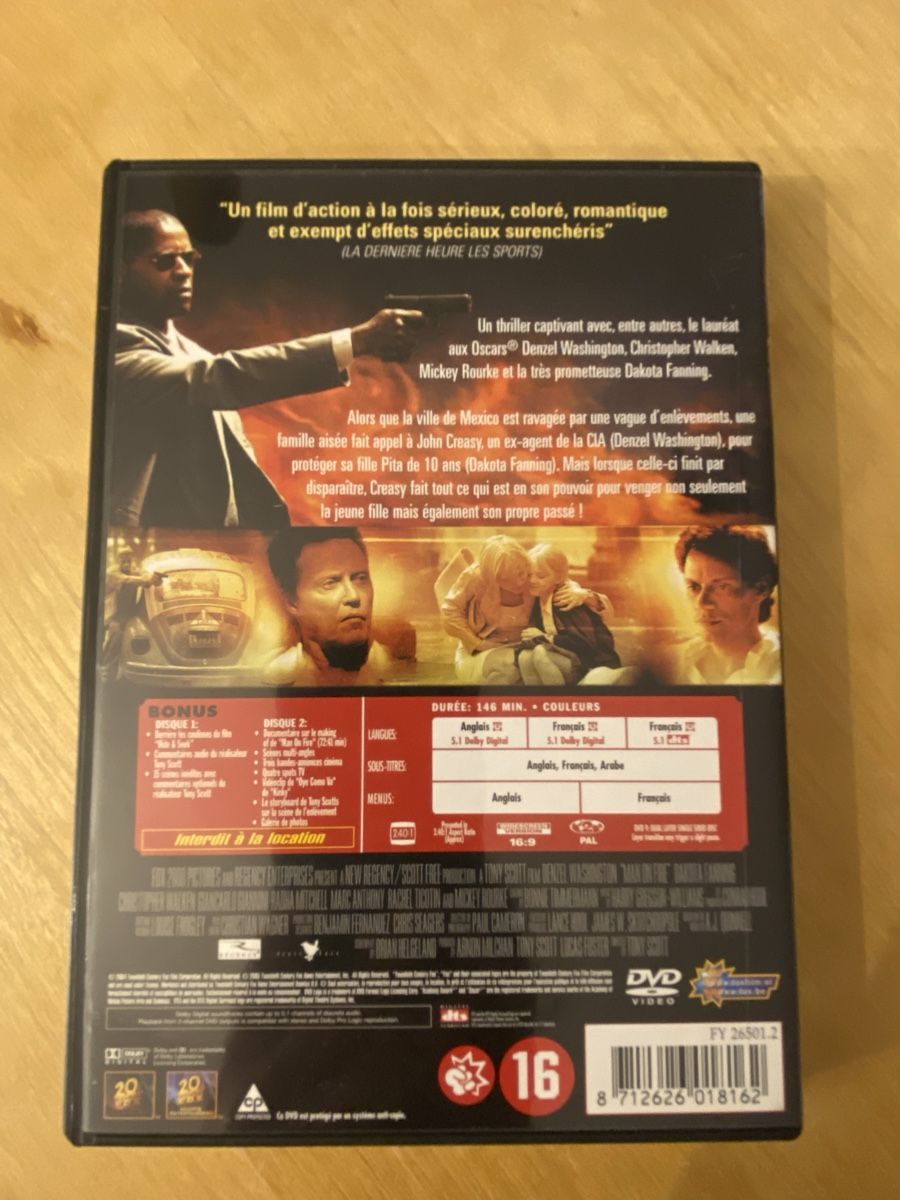 Tutti i DVDs: DVD Man on Fire - Denzel Washington - Edition Spéciale 2 Dis – Usato da Biel/Bienne venduto da mymou12 1
