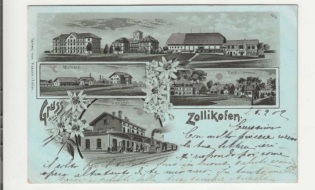 Cartoline postali: Zollikofen,  Litho, 1902 – Usato da Spiez venduto da Niesen20