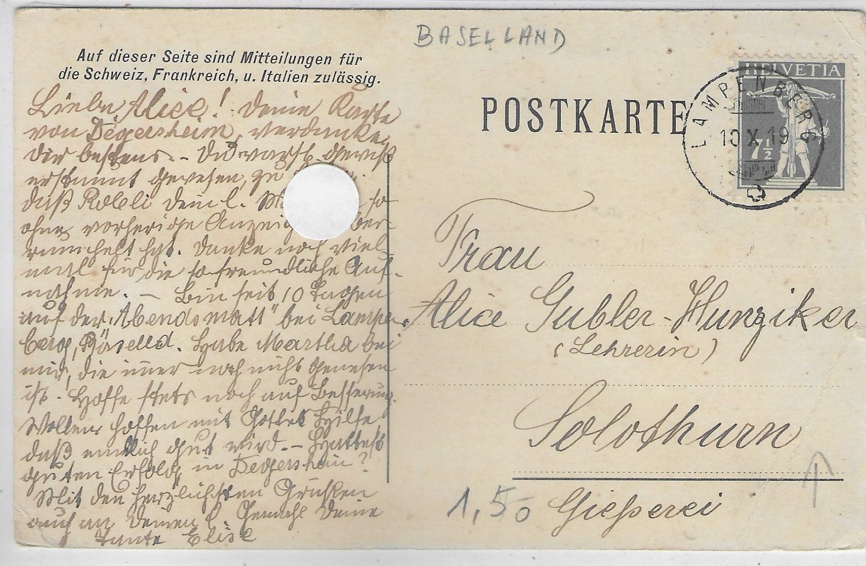 Cartoline postali: Gruss aus Lampenberg  BL - Litho – Usato da Ettingen venduto da Kartenplanet 1