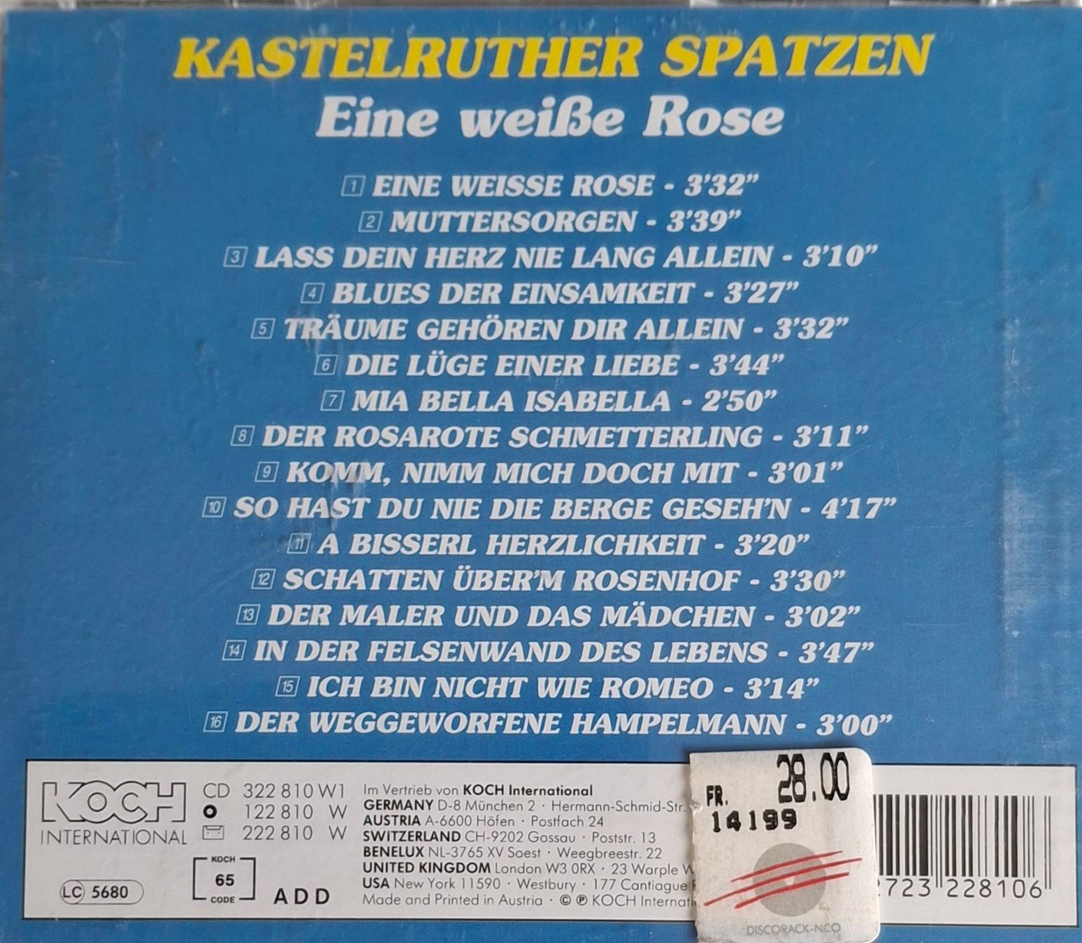 CDs: Kastelruther Spatzen - Eine weisse Rose – Gebraucht aus Reinach BL von Chela04 1