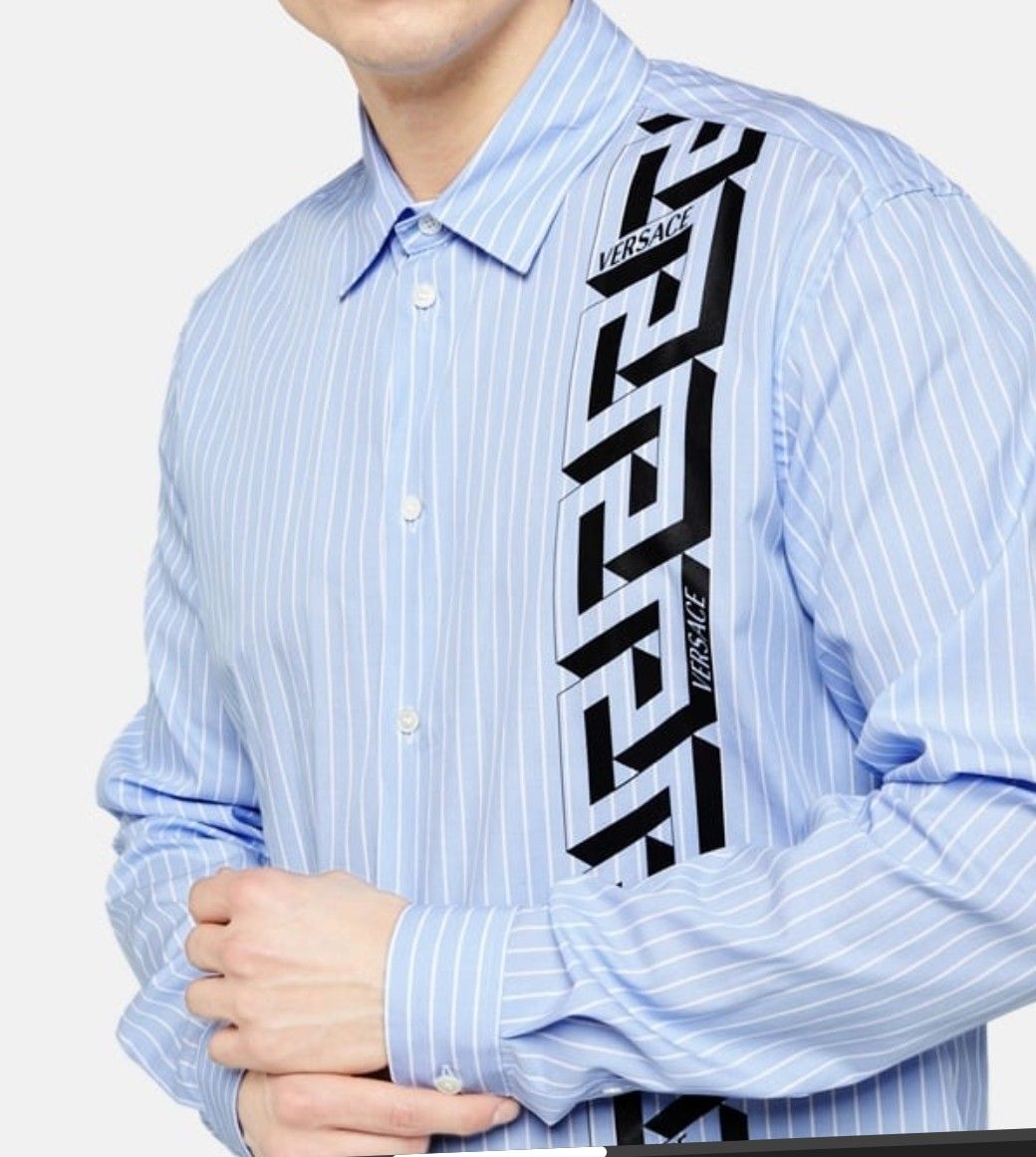 Versace Hemden: Fabrikneu Versace Herren Hemd, Grösse 39, hellblau gestreift – Neu und originalverpackt aus Scherz von lacoste30 2