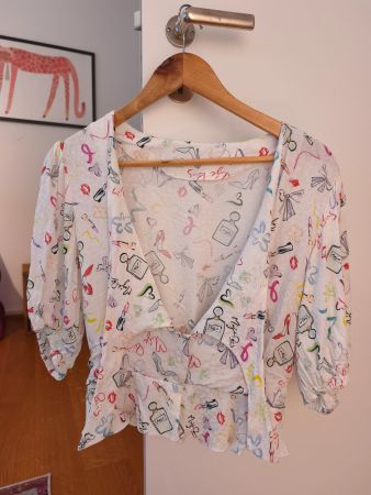Bluse Maje Weiss Grösse S/M gemustert Guter Zustand