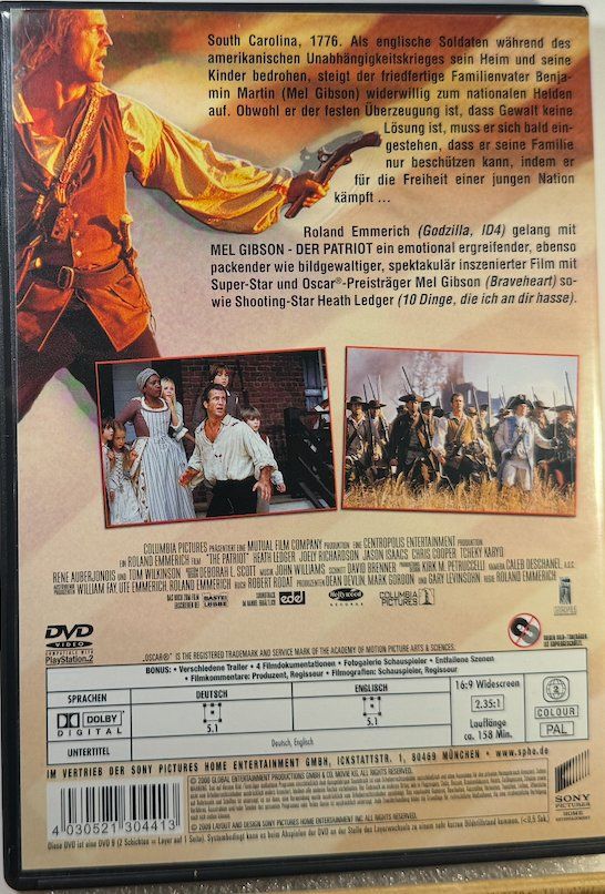 Tutti i DVDs: DVD DER PATRIOT - MEL GIBSON – Usato da Wisen venduto da gigisna 2