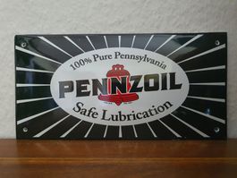 Emailschild Pennzoil Tankstelle Tanksäule USA Emaille Schild