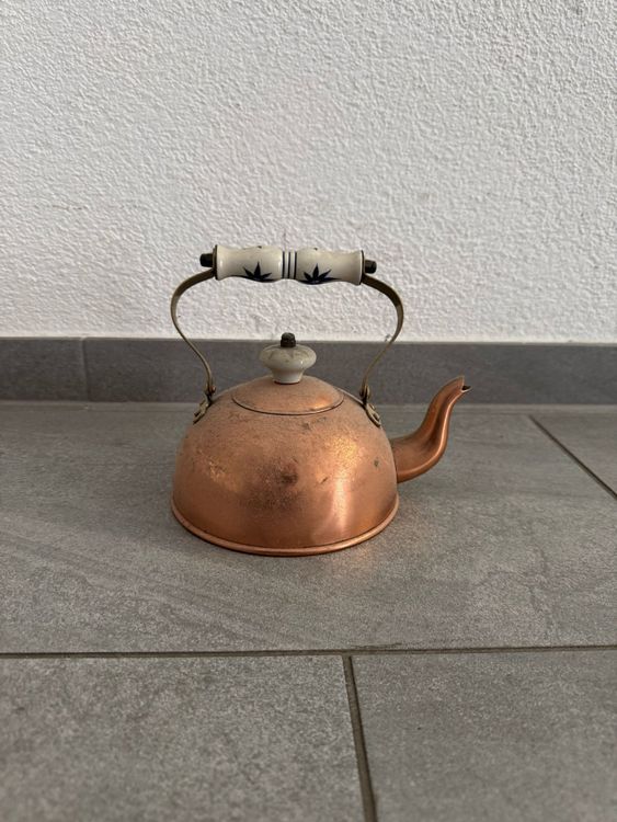 Kupfer-Teekessel 3 Liter – Verdicktes Material, Induktionsgeeignet, Traditionelles Design – Für Tee, Kaffee & Mehr Kupferteekessel 3L