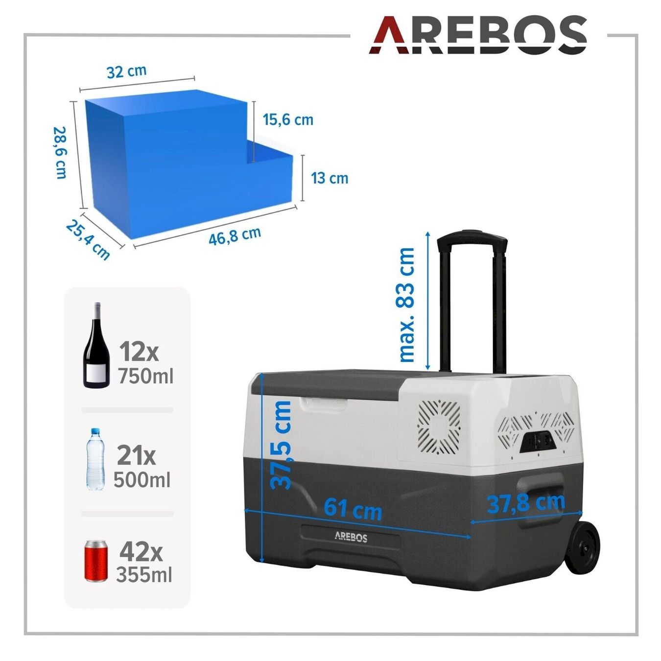 Réfrigérateurs et refroidissement: AREBOS Kompressor Kühlbox mit Rollen 27L – Neuf avec emballage d'origine à Bottighofen par zaap 8