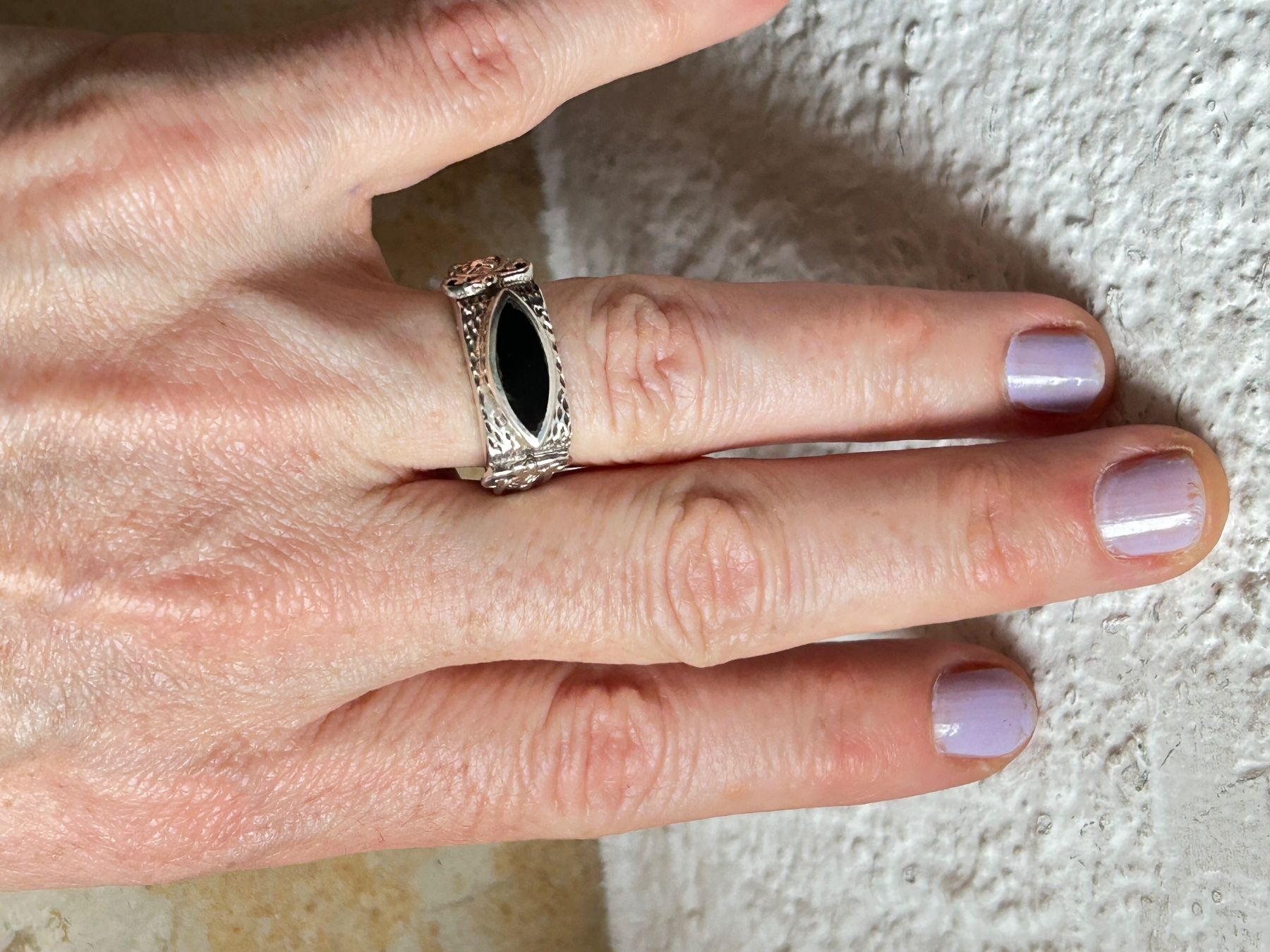 Anelli: Schöner Silberring mit Onyx (58) – Usato da Laufen venduto da belleskulptur 1