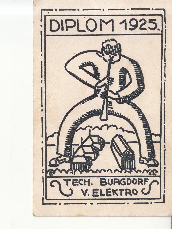 Cartoline postali: Technikum Burgdorf V. Elektro 1925 – Usato da Bürglen TG venduto da StampGraf