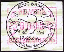 ATM 10_SONDER-ATM BASLER TAUBE_Tauben-O BASEL 17.-25.6.95 !