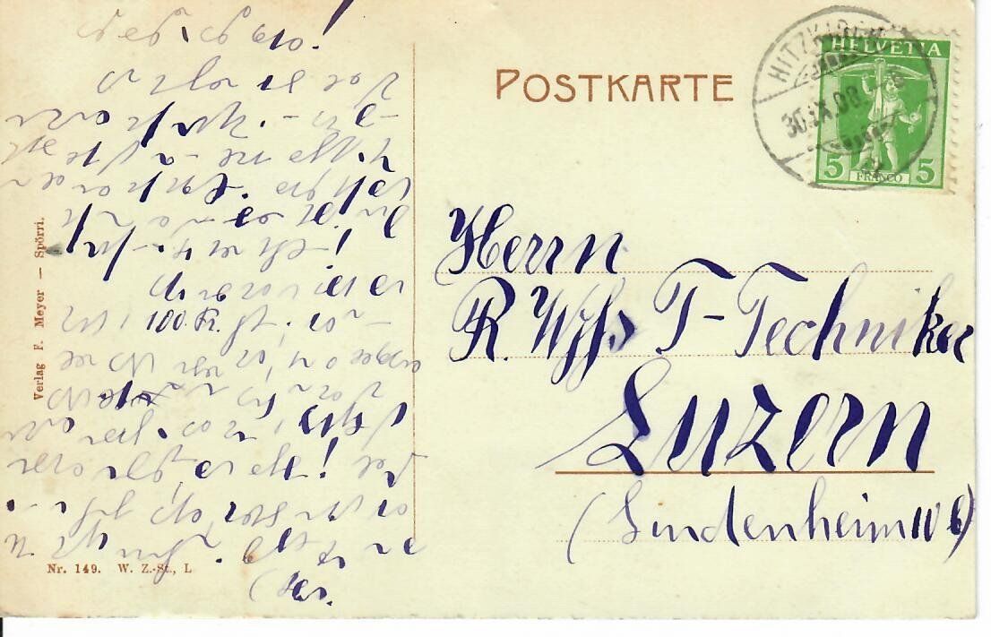 Cartes postales: Hitzkirch 1908 – D'occasion à Hochdorf par Ziegel-16 1
