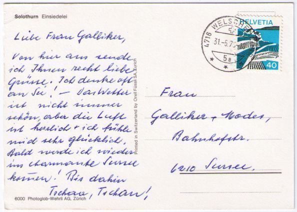 Cartoline postali: Soloturn - Einsiedelei – Usato da Binningen venduto da Mountainrider 1