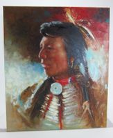 Original Ölbild eines stolzen Lakota Indianer