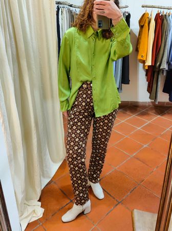 Vintage brown patterned casual pants, logo mania jeans