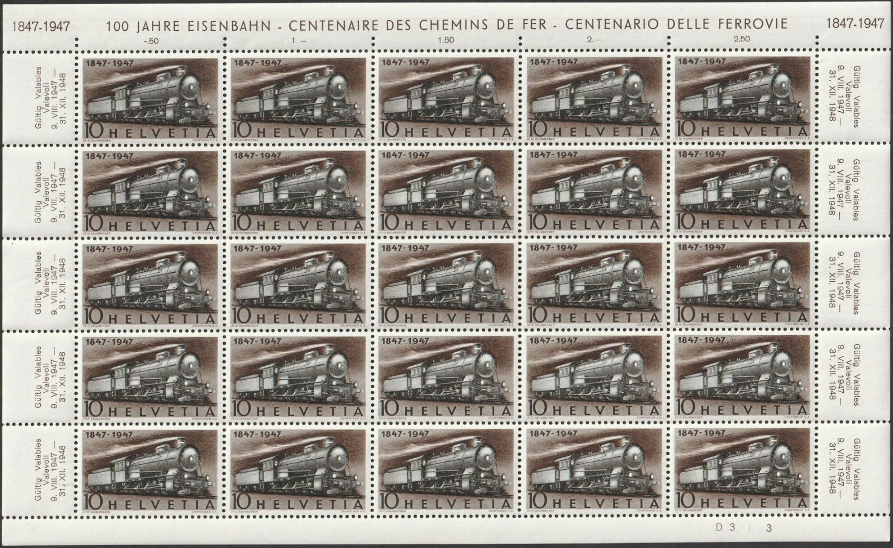 Tous les timbres: 278 Postfrischer Kleinbogen D313 – D'occasion à Fislisbach par Zigzag12