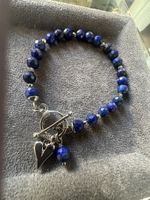Wunderschönes Lapislazuli Armband mit Herz Anhänger, 18cm