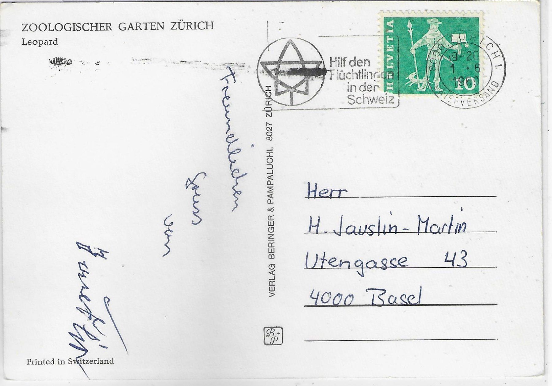 Cartoline postali: Zoologischer Garten Zürich - Leopard – Usato da Ettingen venduto da Kartenplanet 1