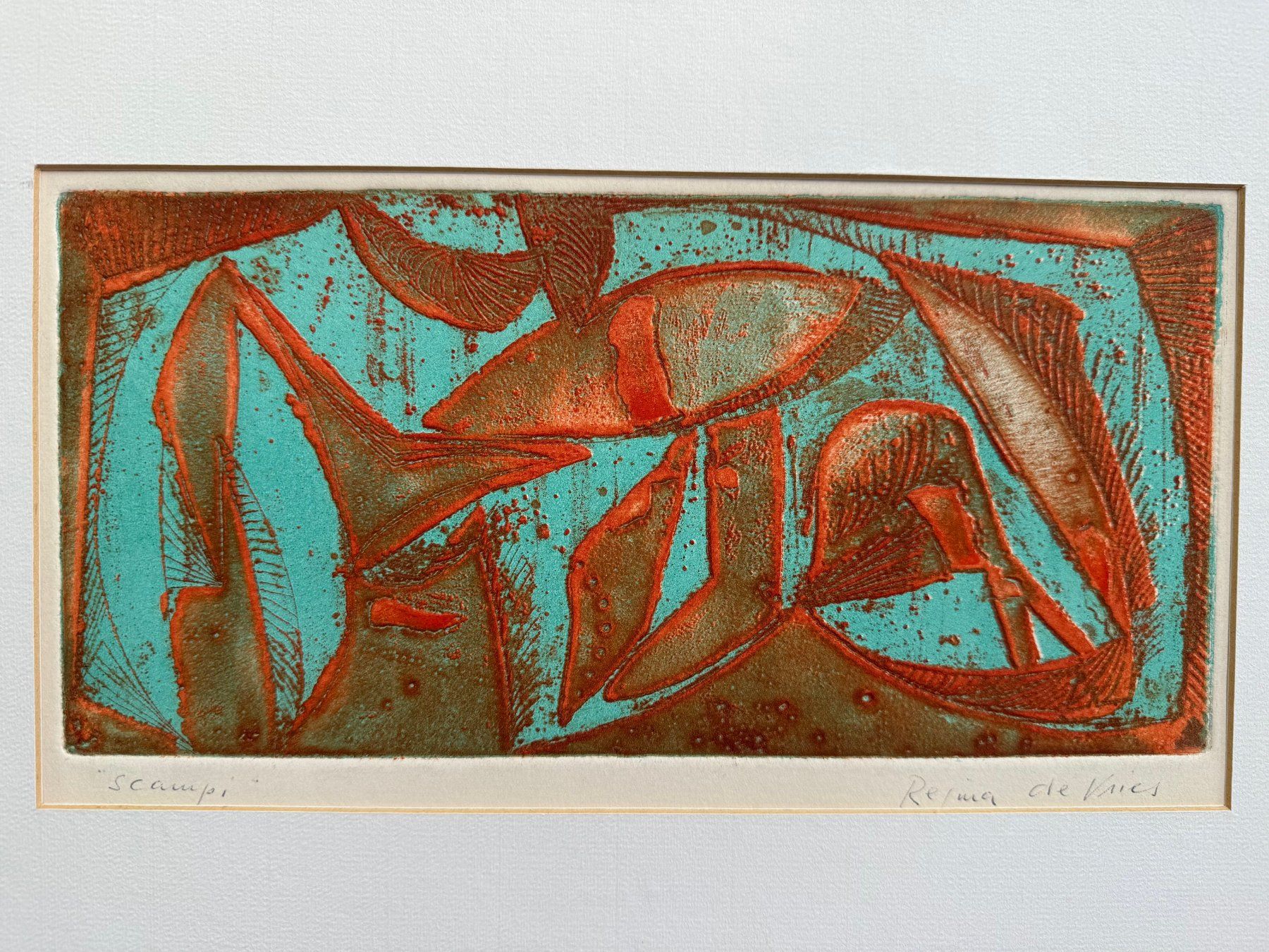 Xilografie: Holzschnitt " Scampi" von Regina de Vries – Usato da Winterthur venduto da Barunggeli 5