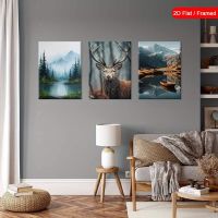 Riesig! Wandbild Hirsch 🦌 Wald 180x80 cm NEU