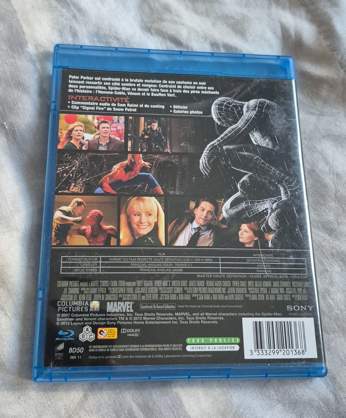 Tutti i DVDs: SPIDERMAN 3 BLURAY MARVEL FRANÇAIS ENGLISH 2007 COMICS – Usato da Grand-Lancy venduto da luc111 1